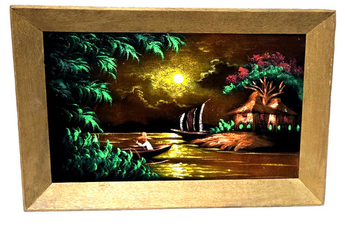 Vintage painting tiki hut - vintage,